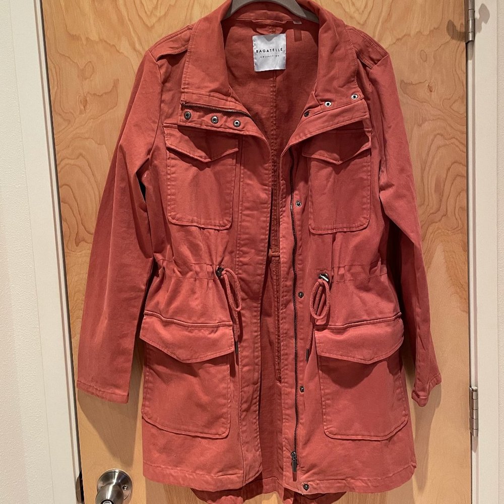 Mid-length burnt orange jacket, unlined, size M - EUC